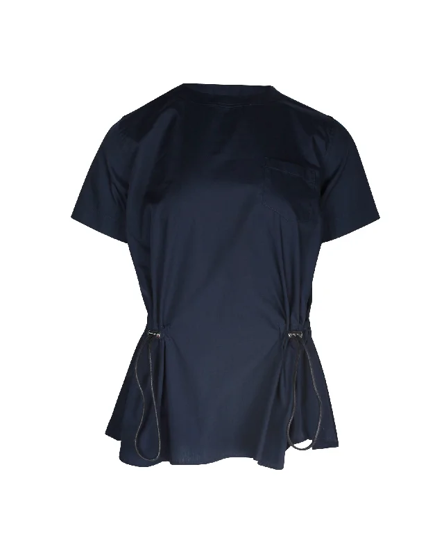 Sacai Open Back T-shirt in Navy Blue Polyester Anti-Shrink Durable Soft
