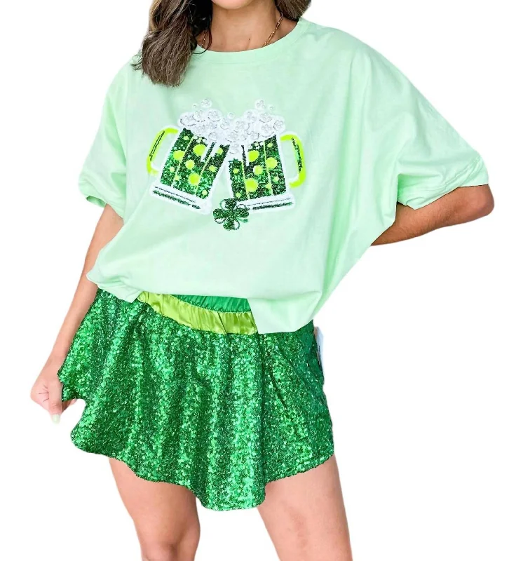 St. Patty’S Beer Tee In Green Zippered Front Buttoned Front Snap Front