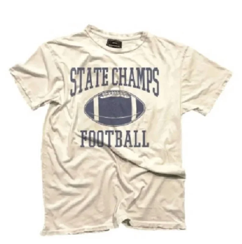State Champs Football Tee In Ivory Oversized T-Shirt Spandex breathable