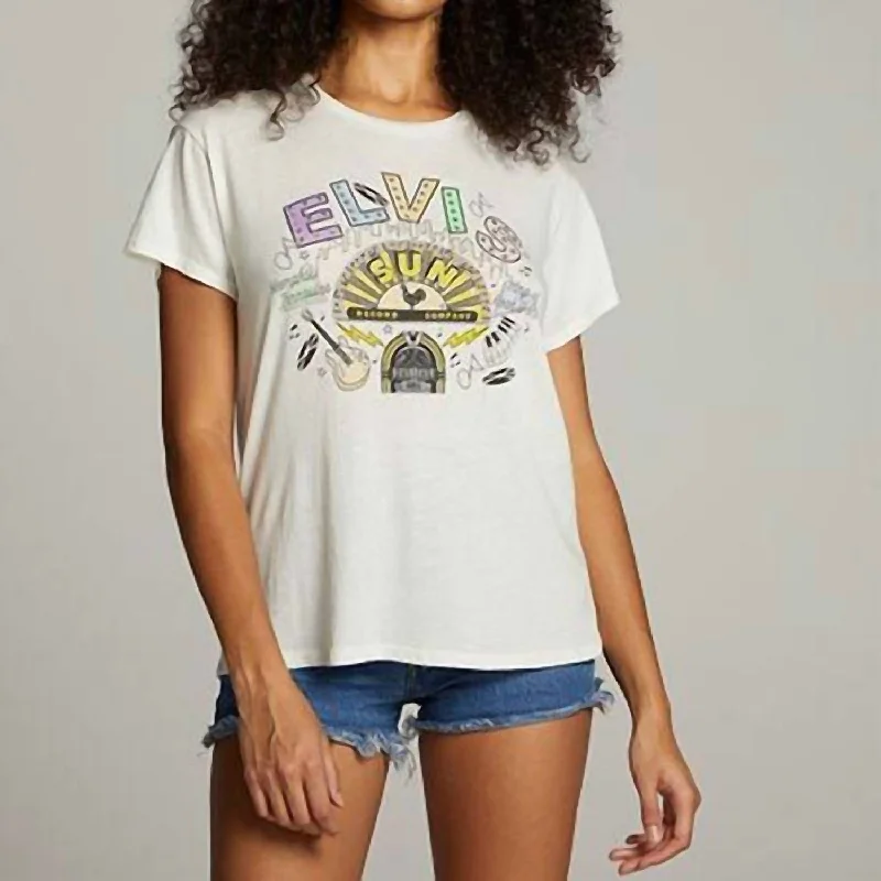 Sun Records Memphis Collage Tee In Bright White Embroidered Appliqued Beaded