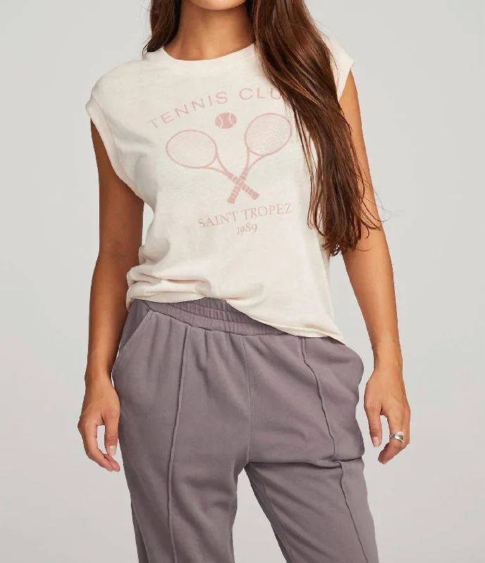 Tennis Club Tee In Pink/champagne Hooded Caped Shawl Collar