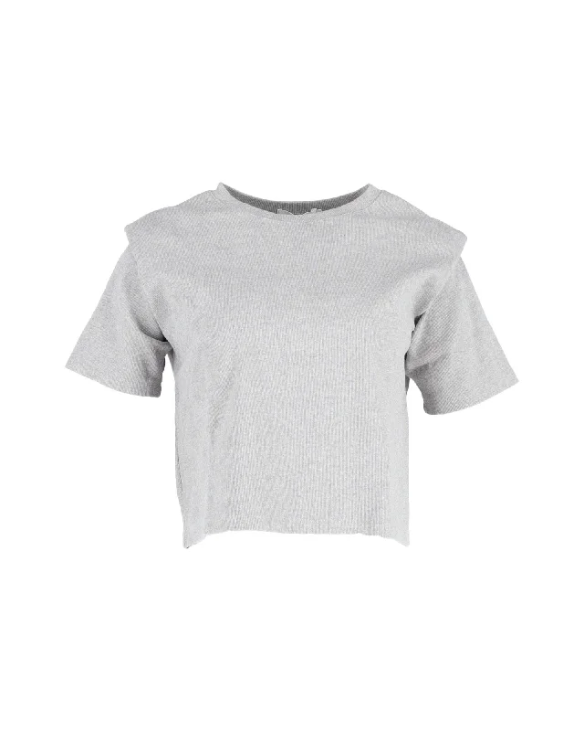 The Frankie Shop Padded Shoulder T-shirt in Gray Cotton Cashmere Blend Cotton Blend Poly Blend