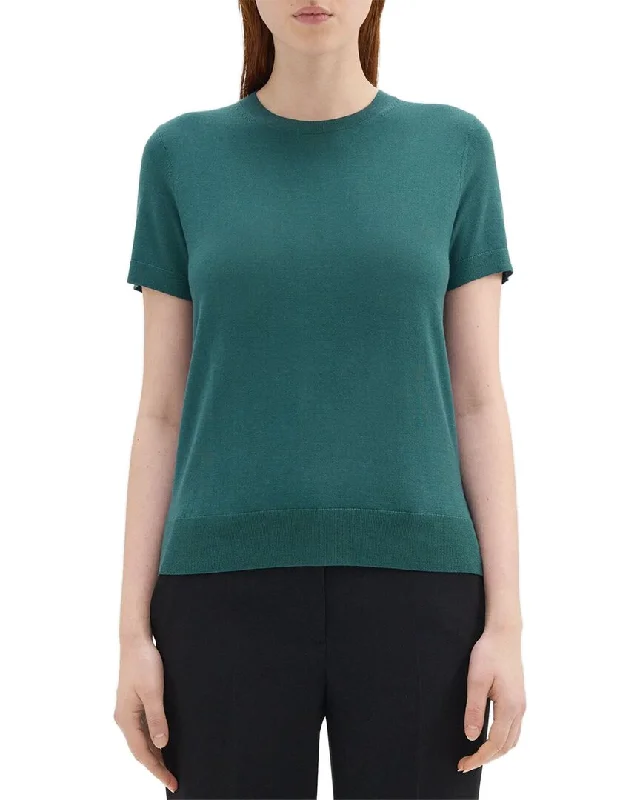 Theory Wool Basic T-Shirt Collared Crew Neck Turtle Neck