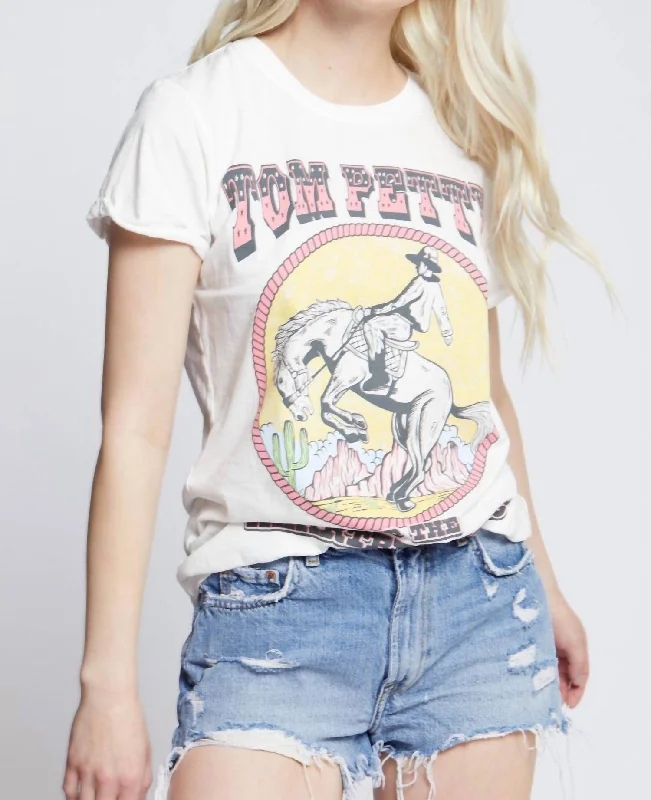 Tom Petty Way Out West Short Sleeve Tee In White Fleece Nylon Spandex