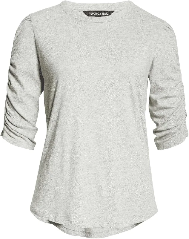 Veronica Beard Women's Waldorf Tee, Heather Grey Striped Floral Plaid
