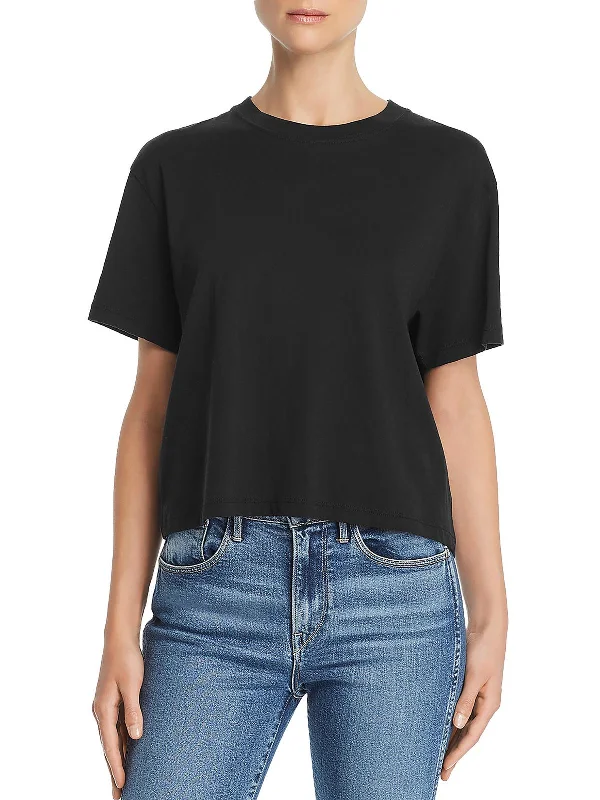 Womens Cotton Short Sleeves T-Shirt Satin Blend Silk Blend Wool Blend
