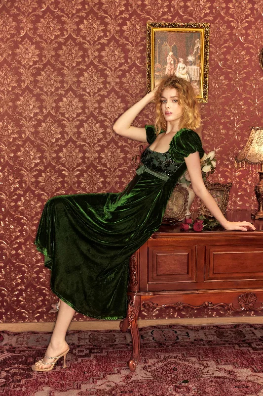 Adele Velvet Bow Maxi Dress Fashionable High-Low Maxi Dress