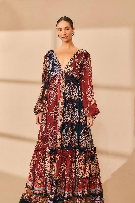 Black Sweet Mermaids V Neck Maxi Dress Trendy Ruffled Maxi Dress