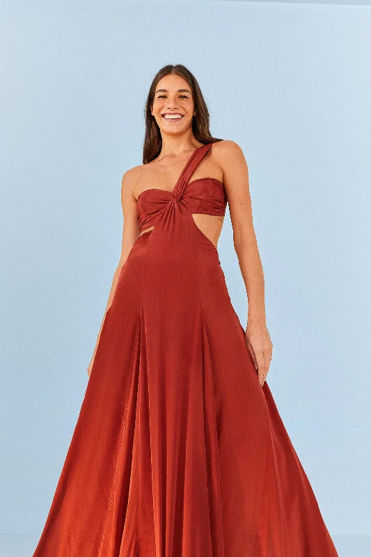Brown Maxi Dress Elegant Wraparound Maxi Dress