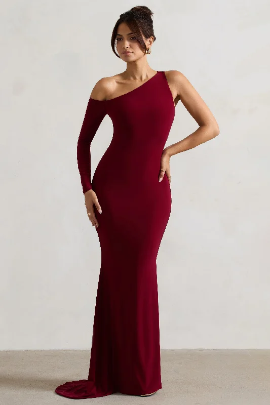 Contradiction | Port One-Sleeve Asymmetric Maxi Dress Trendy Floral Print Maxi Dress