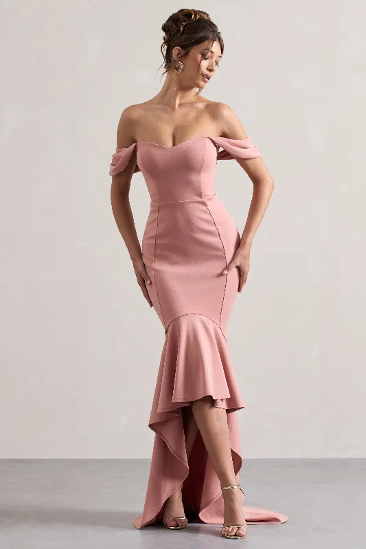 Cotillion | Blush Sweetheart High-Low Maxi Dress With Ruffle Hem Trendy Maxi Dress with Belt Cotillion | Blush Sweetheart High-Low Maxi Dress With Ruffle Hem Trendy Maxi Dress with Belt