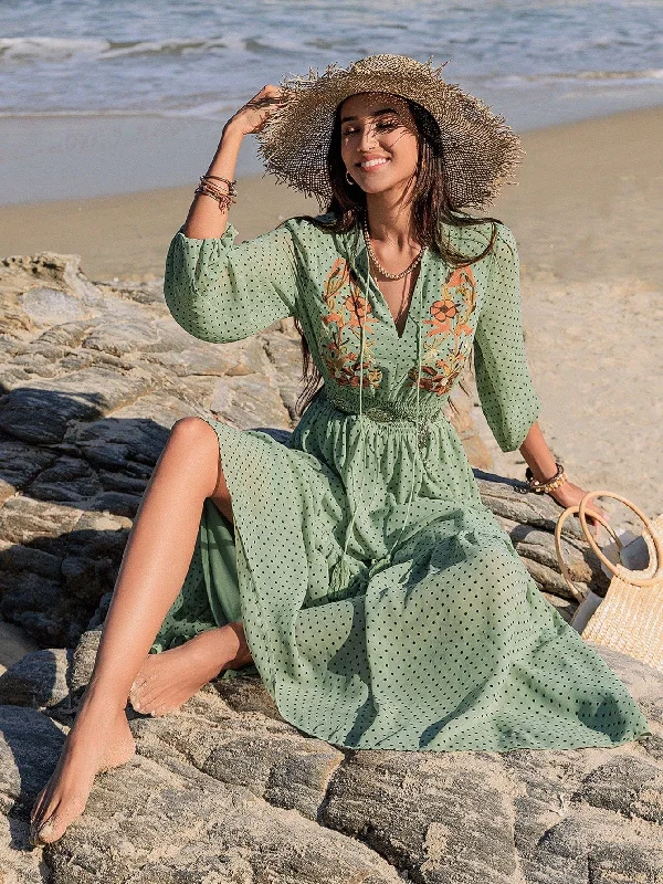COVE Maxi Dress - Green Elegant Sleeveless Maxi Dress