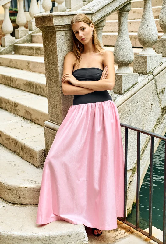 Giselle Pink Taffeta Maxi Dress Fashionable Chiffon Maxi Dress