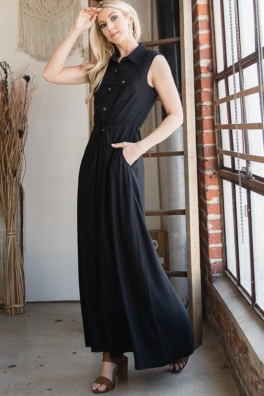 Jade By Jane Button Down Maxi Dress Cozy Spaghetti Strap Maxi Dress