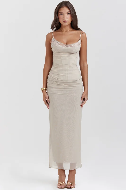 Nalini Sand Maxi Dress Comfortable Bohemian Maxi Dress
