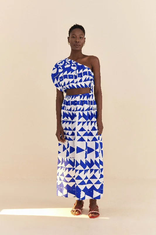 Off-White Pitta Tiles One-Shoulder Maxi Dress Fashionable Layered Maxi Dress