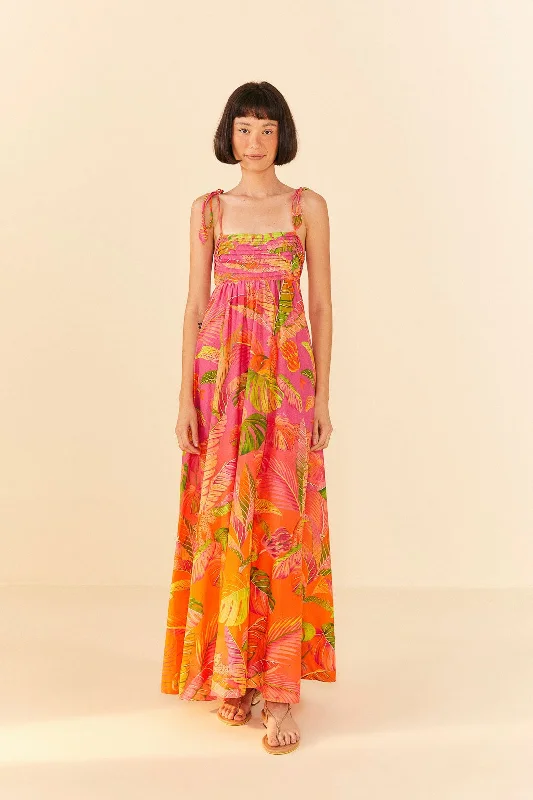 Orange Ombre Forest Maxi Dress Trendy Maxi Dress with Straps