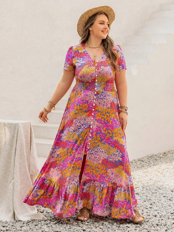 PLUS SIZE Evan Maxi Dress - Pink Trendy Floral Print Maxi Dress