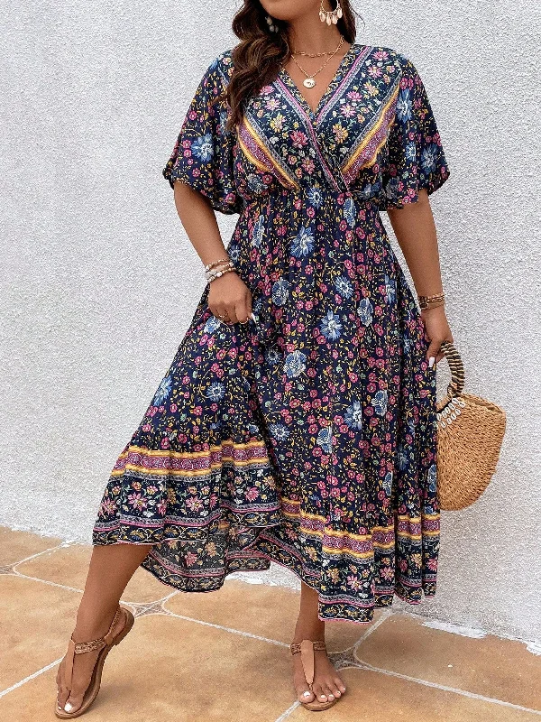 PLUS SIZE Mika Maxi Dress - Navy | LAST SIZES Comfortable Pleated Maxi Dress