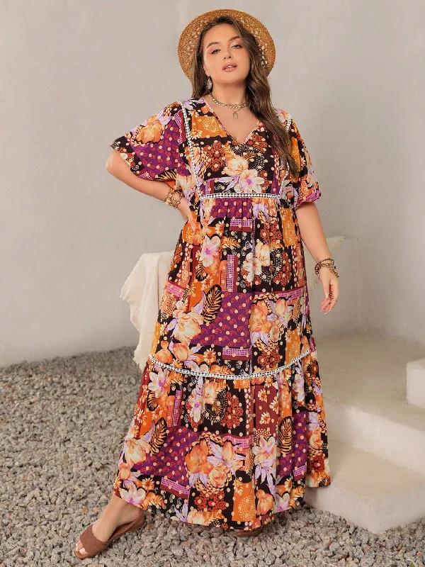 PLUS SIZE Selma Maxi Dress Trendy Floral Print Maxi Dress