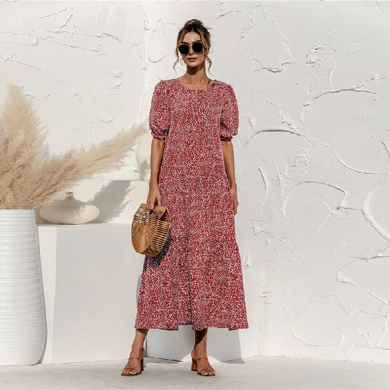 Polka Dot Plaid Print Robe Maxi Dress Cozy Maxi Dress with Slit