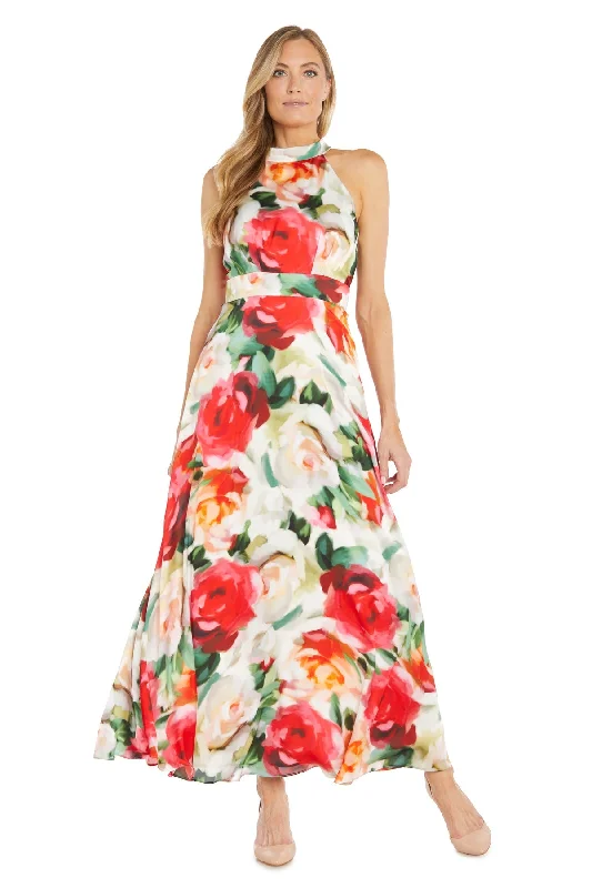 R&M Richards 6608 Long Printed Formal Maxi Dress Cozy Maxi Dress with Slit