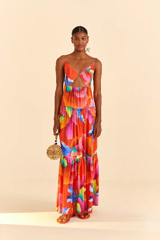 Red Ombre Chita Maxi Dress Trendy Satin Maxi Dress
