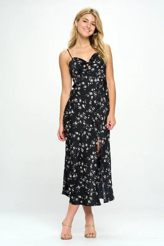 Satin floral maxi dress Comfortable Plunging Neckline Maxi Dress
