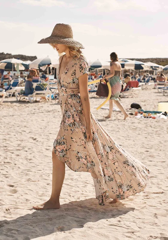 Scarlett Wrap Maxi Dress Blush Trendy Fit-and-Flare Maxi Dress