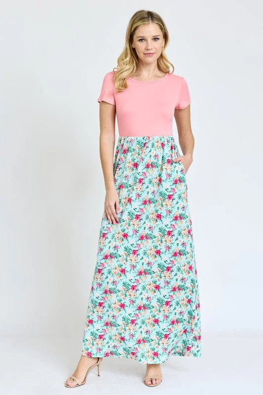 Short Sleeve Floral Maxi Dress Cozy Ribbed Maxi Dress