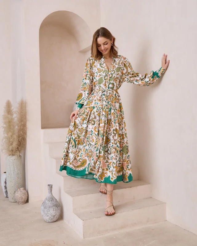 Sorrel Green Boho Maxi Dress Classic A-Line Maxi Dress