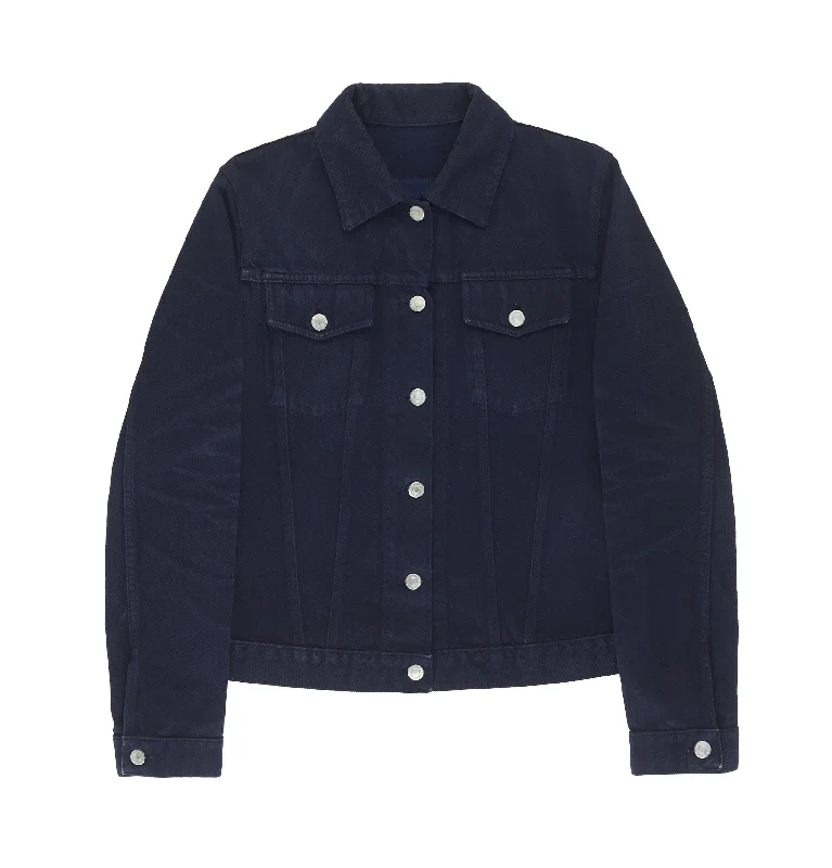 2004 Heavy Saturated Blue Denim Classic 2 Pocket Jacket Front Pockets Side Pockets Patch Pockets