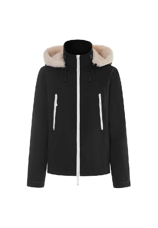 Altitude Water-Resistent Flight Jacket with Faux Fur Zip-Down Detachable Hood Fleece Fabric Down Fabric Feather Fabric