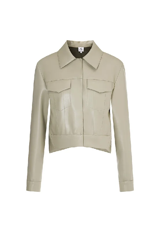 Gilda Vegan Leather Water-Repellent Trucker Jacket with Natural Pigment Corduroy Jacket Velvet Jacket Brocade Jacket