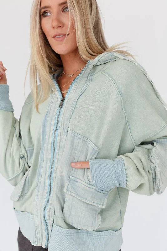Adventure Awaits Hooded Jacket - Washed Blue Faux Fur Jacket Real Fur Jacket Shearling Jacket
