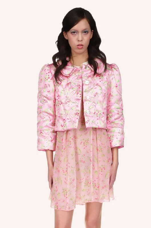 Arcadia Blossom Quilted Satin Bed Jacket Satin Fabric Silk Fabric Chiffon Fabric