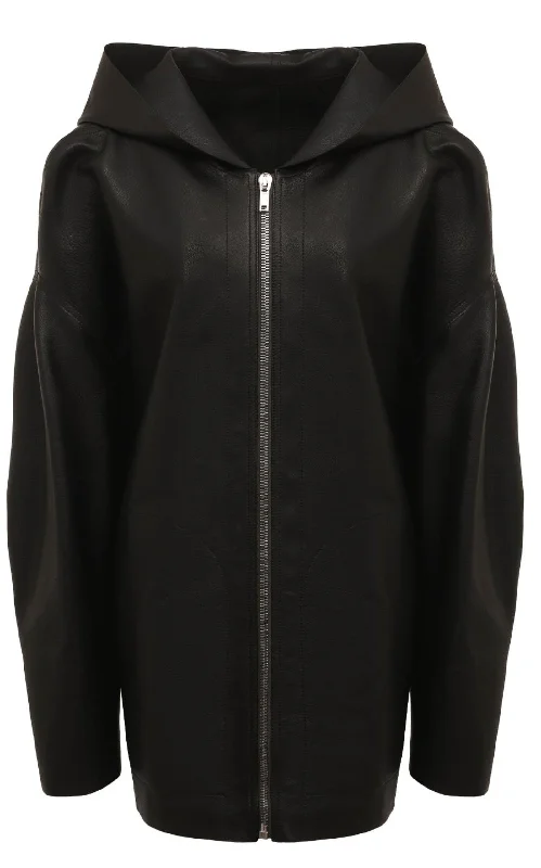 Black Peter Leather Jacket Elasticated Jacket Padded Jacket Insulated Jacket