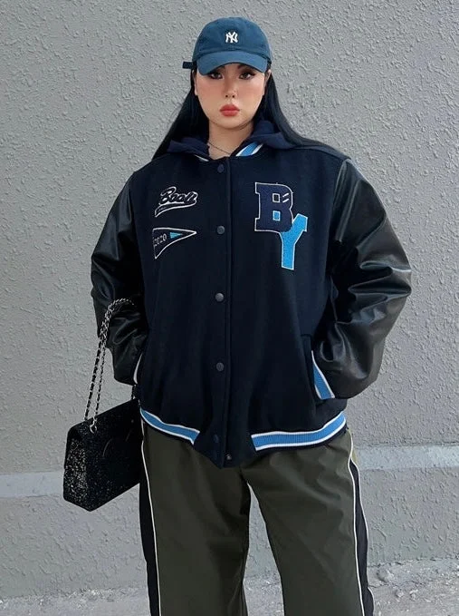 BOOLI 2020 Black Varsity Long Sleeve Jacket Mesh Jacket Canvas Jacket Denim Jacket