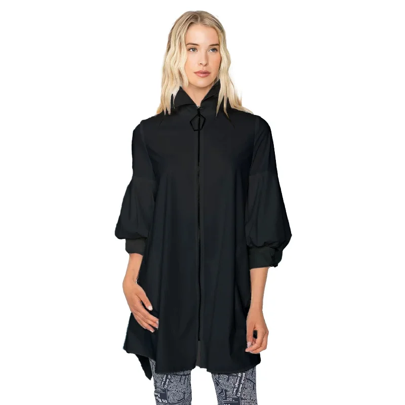 IC Collection High-Low Collared Jacket in Black - 5672J-BK Chenille Jacket Brocade Jacket Lace Jacket