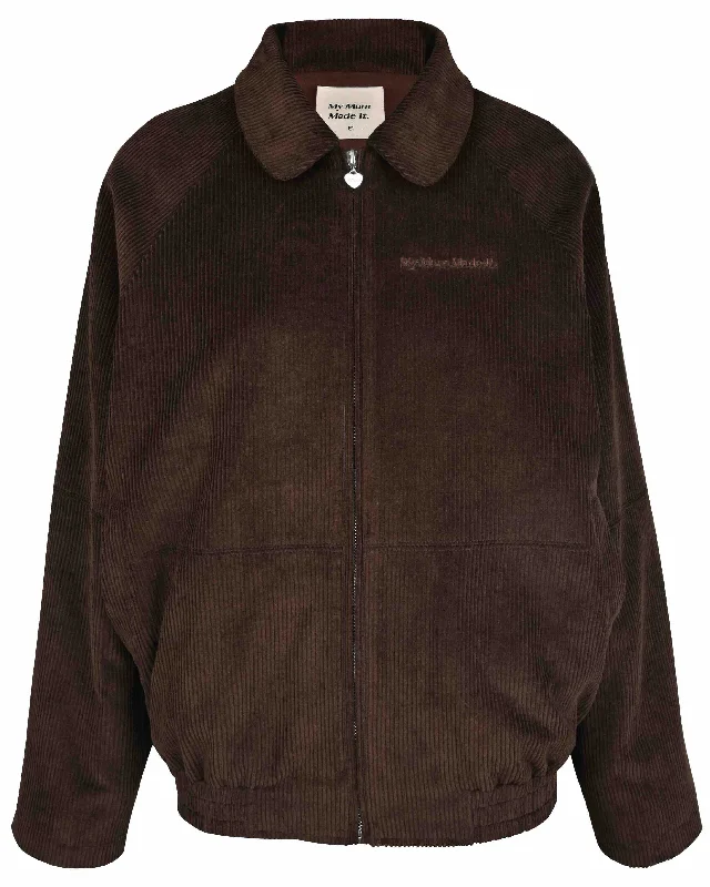 Cord Casual Jacket - Chocolate Cotton Fabric Linen Fabric Terry Fabric