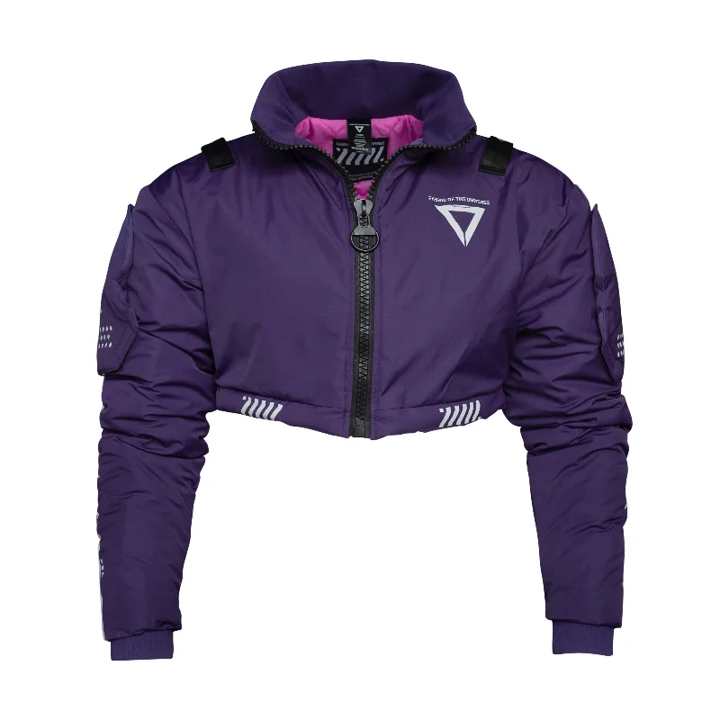 CRB-003 Purple Crop Bomber Jacket Cotton Jacket Linen Jacket Terry Jacket