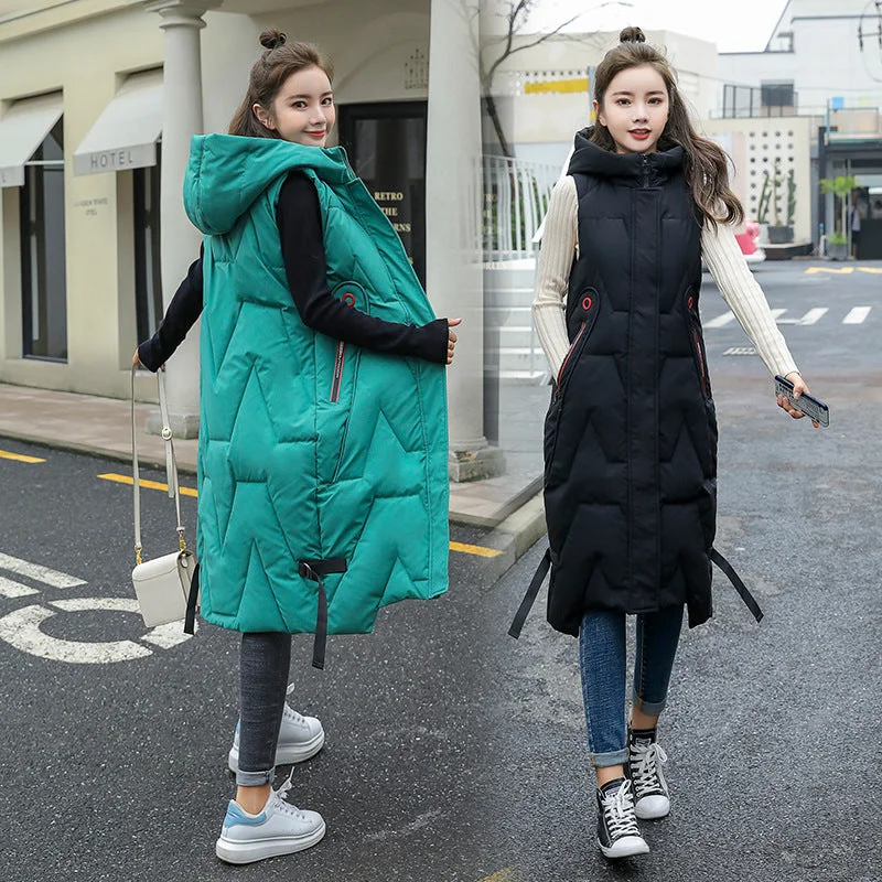 Down Jacket Long Waistcoat Women Autumn And Winter Leisure Print Jacket Jacquard Jacket Patchwork Jacket