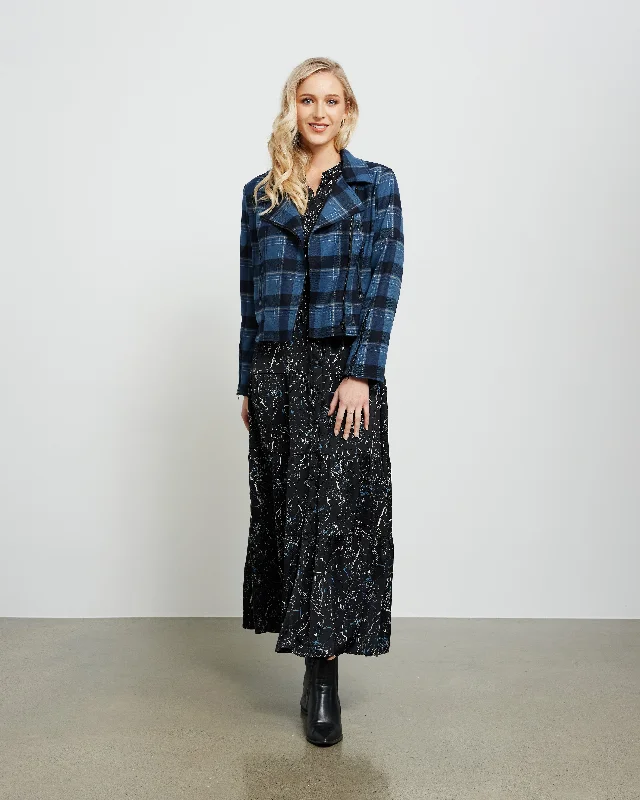Et Alia Johnny Jacket - Teal/Black Plaid Striped Jacket Polka Dot Jacket Floral Jacket