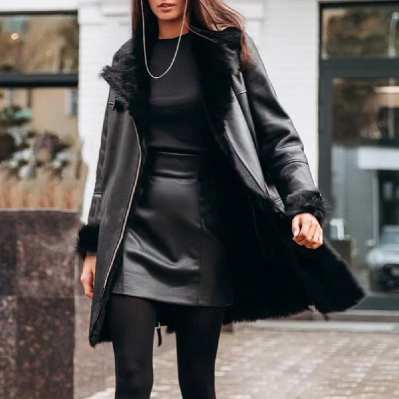 European And American New Fur Collar Leather Jacket Women Denim Jacket Leather Jacket Suede Jacket