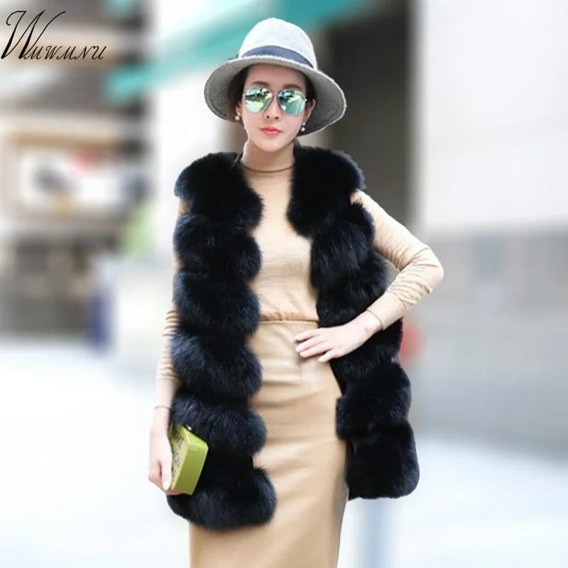 Fashion faux fur vest coat Women Casual street wear Fox Fur Jacket Waistcoat 2019 Plus size 3XL Sleeveless teddy coat feamle Zippered Front Buttoned Front Snap Front