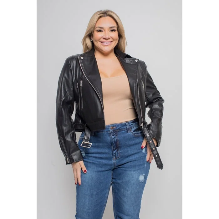 Faux Motto Jacket Ribbed Jacket Pleated Jacket Ruffled Jacket