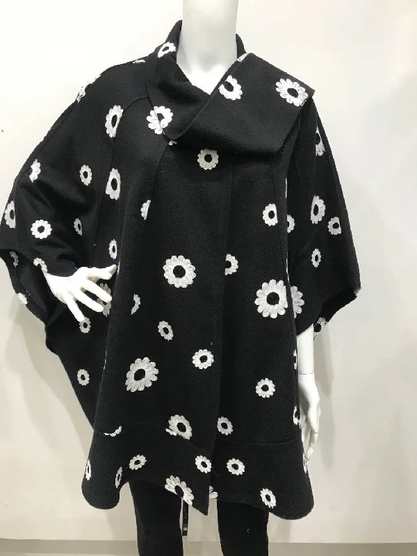 Floral poncho jacket Notch Collar Peter Pan Collar Cowl Neck