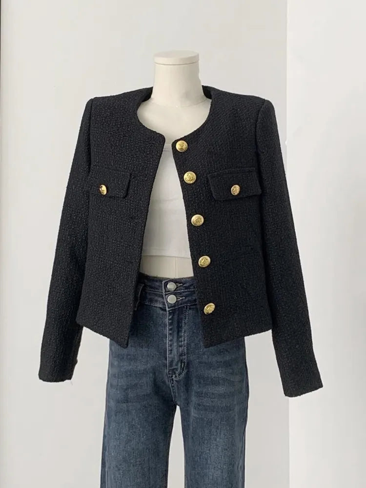 High Quality Fashion Small Fragrance Tweed Jacket Coat Women Korean Elegant Coats 2023 New Spring French Vintage Outerwear Top Wool Jacket Cashmere Jacket Tweed Jacket