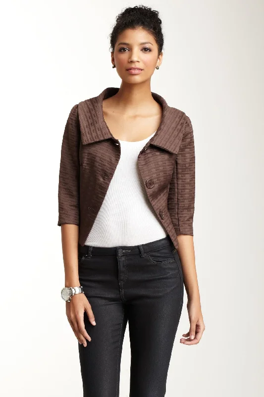 Jackie O Jacket - Cocoa Rectangles Quilted Jacket Puffer Jacket Insulated Jacket