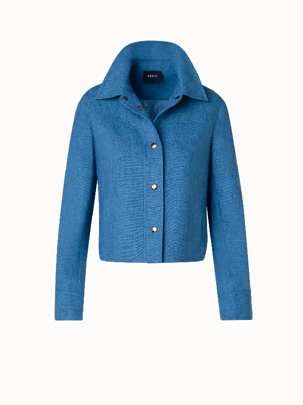 Linen Gabardine Shirt Jacket Insulated Jacket Fitted Jacket Loose Jacket